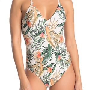 VYB Floral Print Strappy One-Piece Swimsuit size L